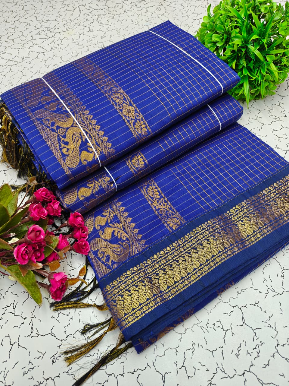 Kalyani Cotton Checked Saree BM027