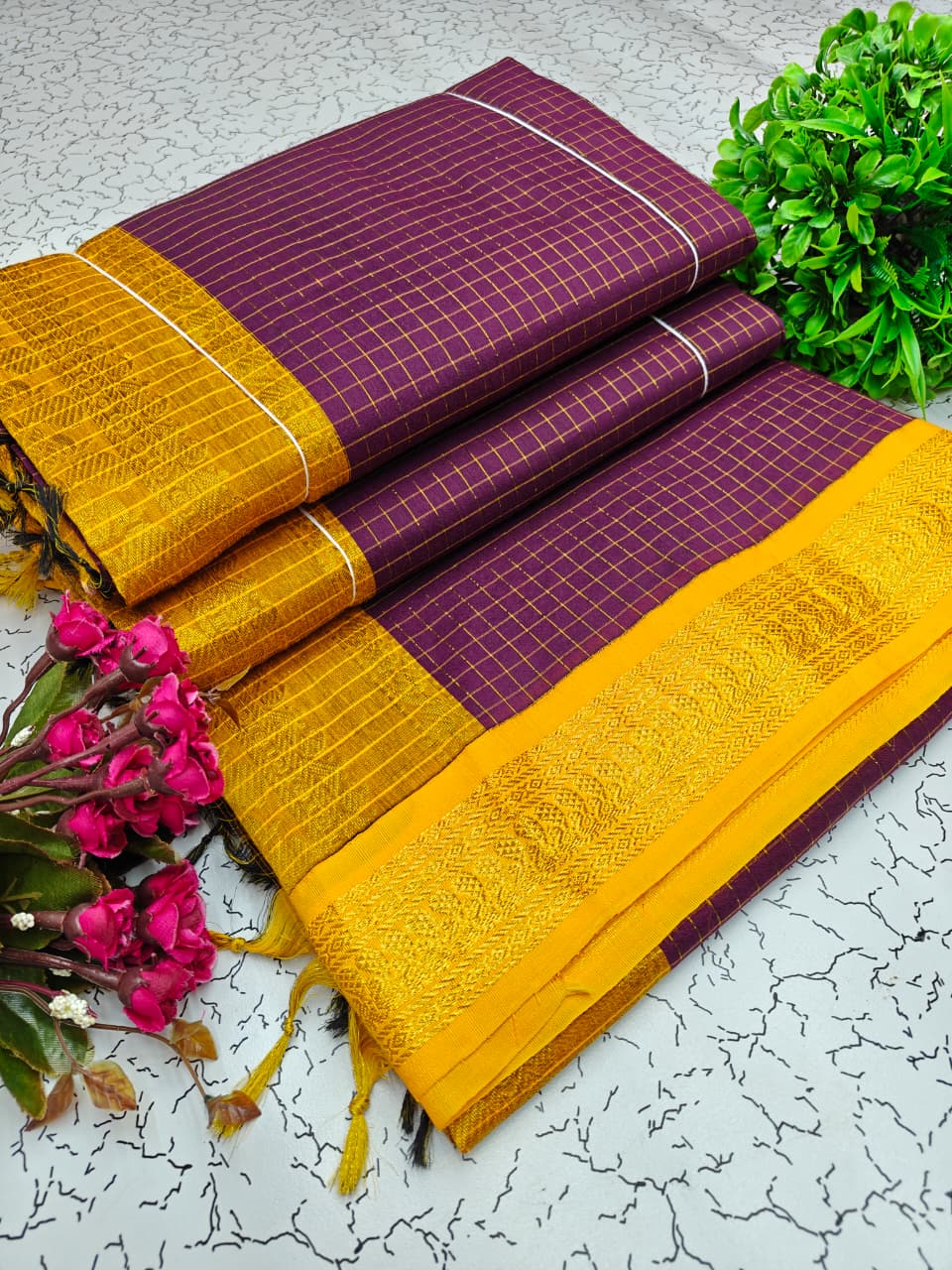 Kalyani Cotton Checked Saree BM029