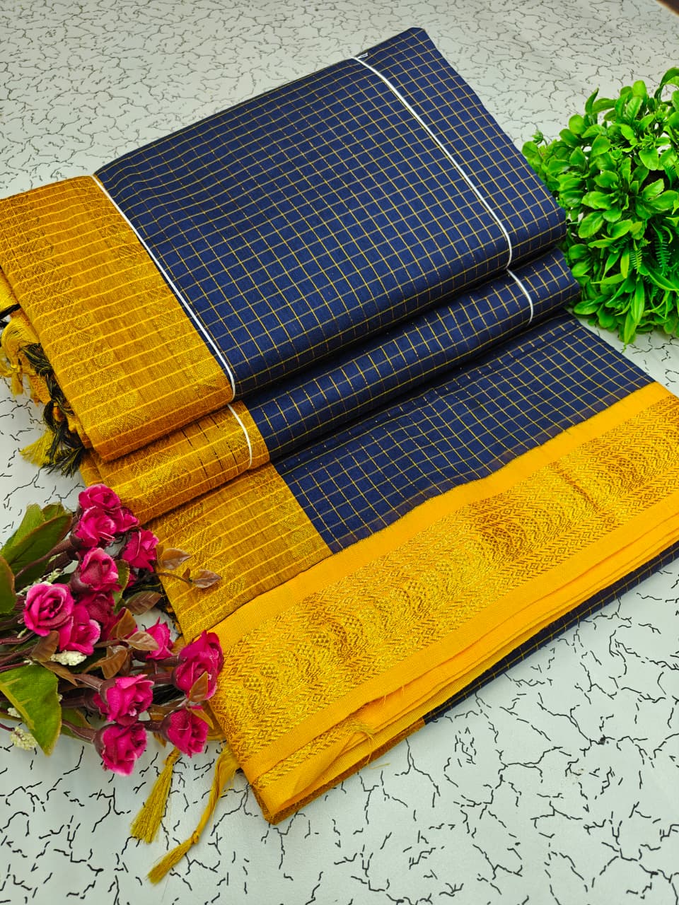 Kalyani Cotton Checked Saree BM030