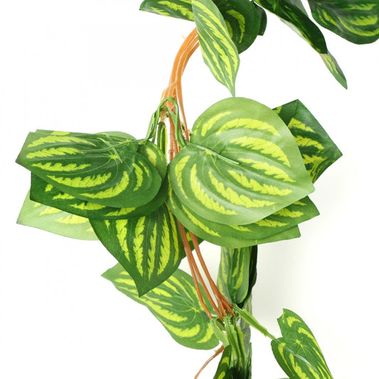 Generic Pack Of 2 Silk Polyester Artificial Watermelon Leaf Vine Hanging Garland Foliage Flowers Leaf Plants For Wall Decoration (Color: Green,Length: 6.5 Feet)