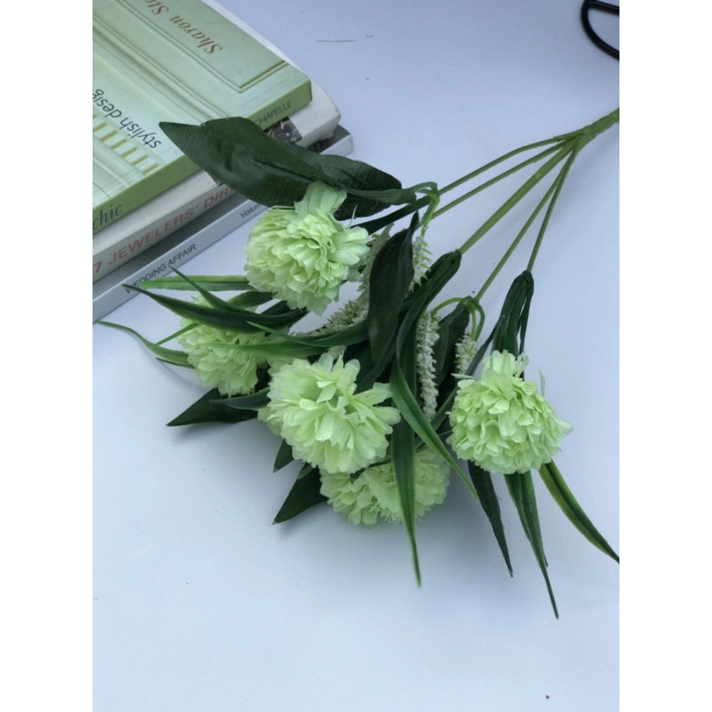 Generic Artificial Flowers Bunch Bouquet Of 6 Chrysanthemum Flowers For Home Decoration (Green, Material:Silk, Polyester)