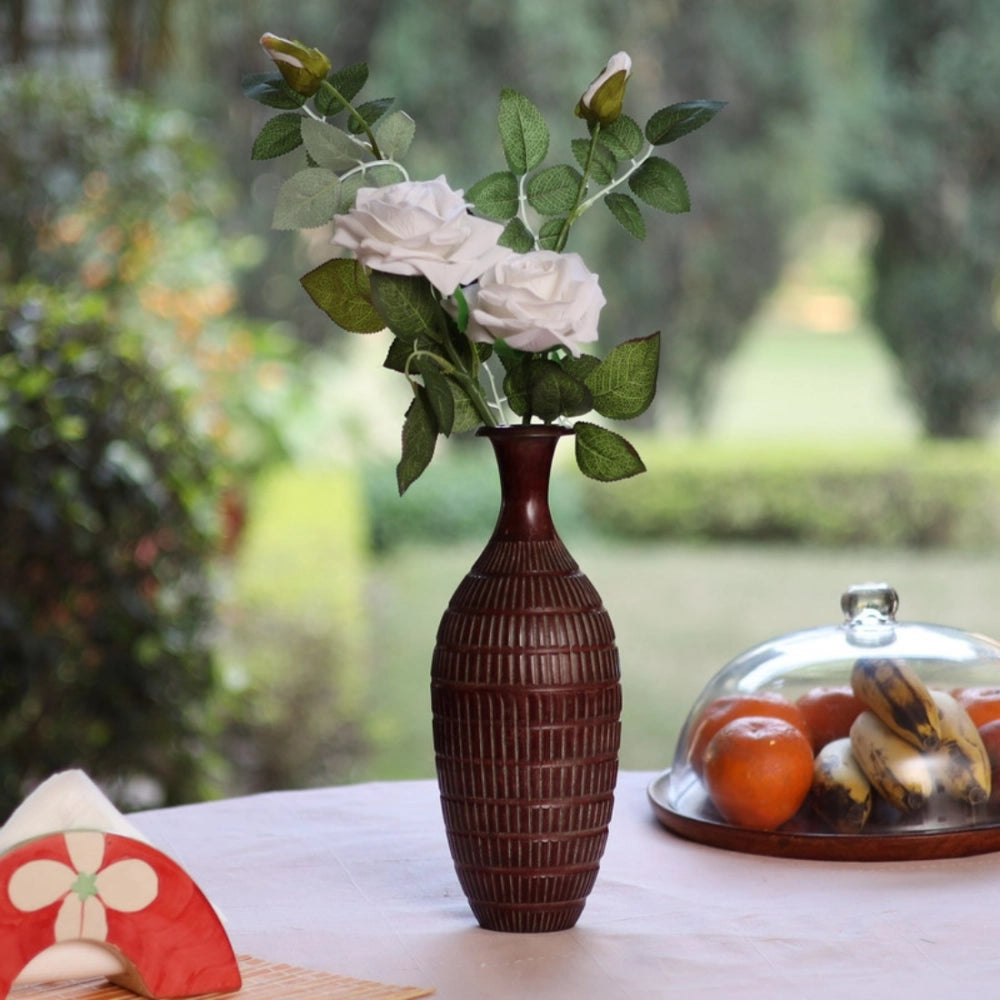 Generic Pack Of_2 Artificial White Velvet Rose Flower Stem With Bud For Home Decoration (White, Material:Silk, Polyester)