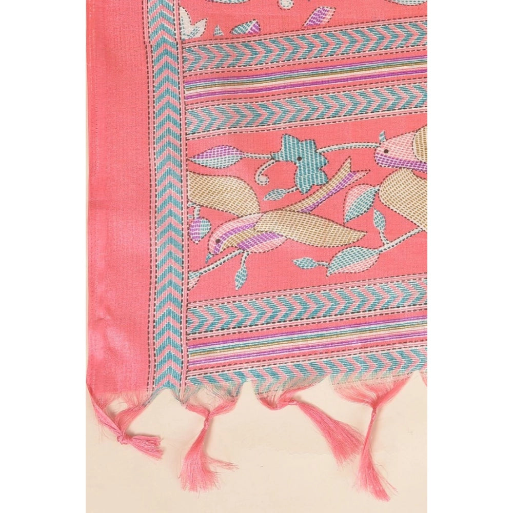 Generic Women's Art Silk Printed Dupatta (Pink, Length: 2.25 to 2.50 Mtr)
