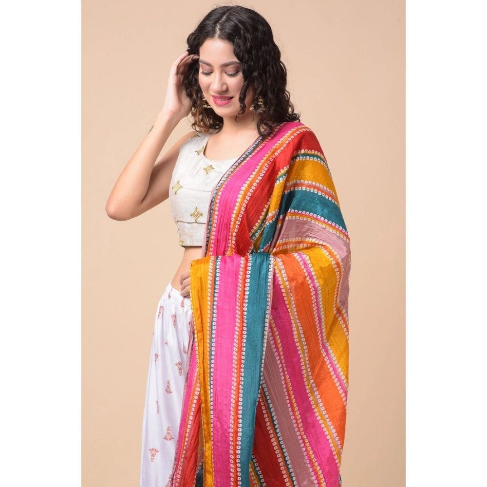 Generic Women's Chanderi Printed Dupatta (Multicolor, Length: 2.25 to 2.50 Mtr)