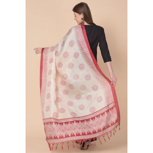 Generic Women's Art Silk Printed Dupatta (Maroon, Length: 2.25 to 2.50 Mtr)