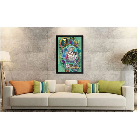 Generic Radha Krishna Painting with Synthetic Photo Frame (Multicolor)
