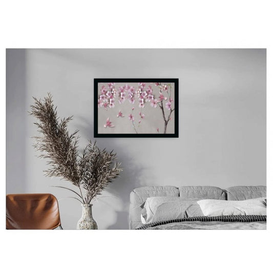 Generic Flower Painting Vinyl Sparkle Coated with Synthetic Photo Frame (Multicolor)