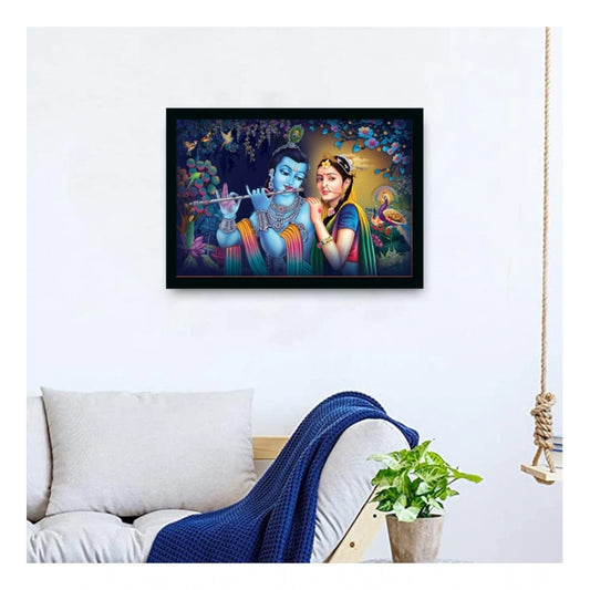 Generic Radha Krishna Painting with Synthetic Photo Frame (Multicolor)