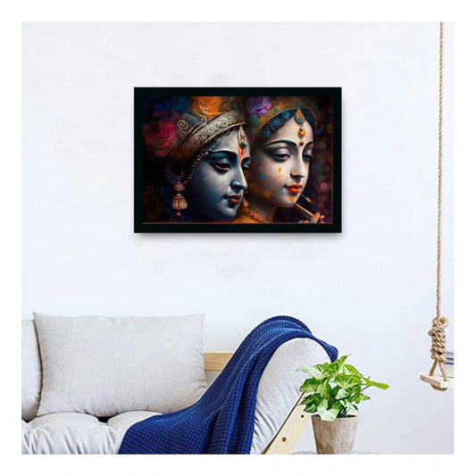 Generic Radha Krishna Painting with Synthetic Photo Frame (Multicolor)
