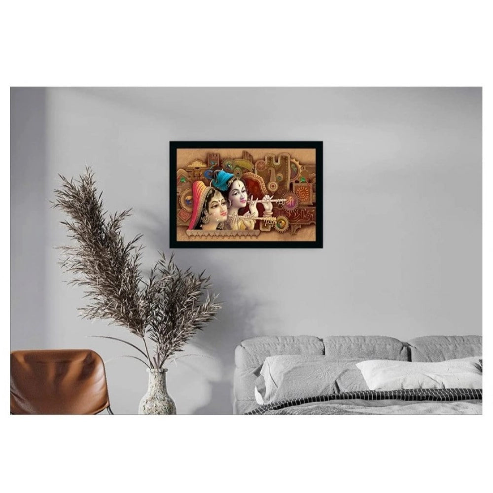 Generic Radha Krishna Painting with Synthetic Photo Frame (Multicolor)