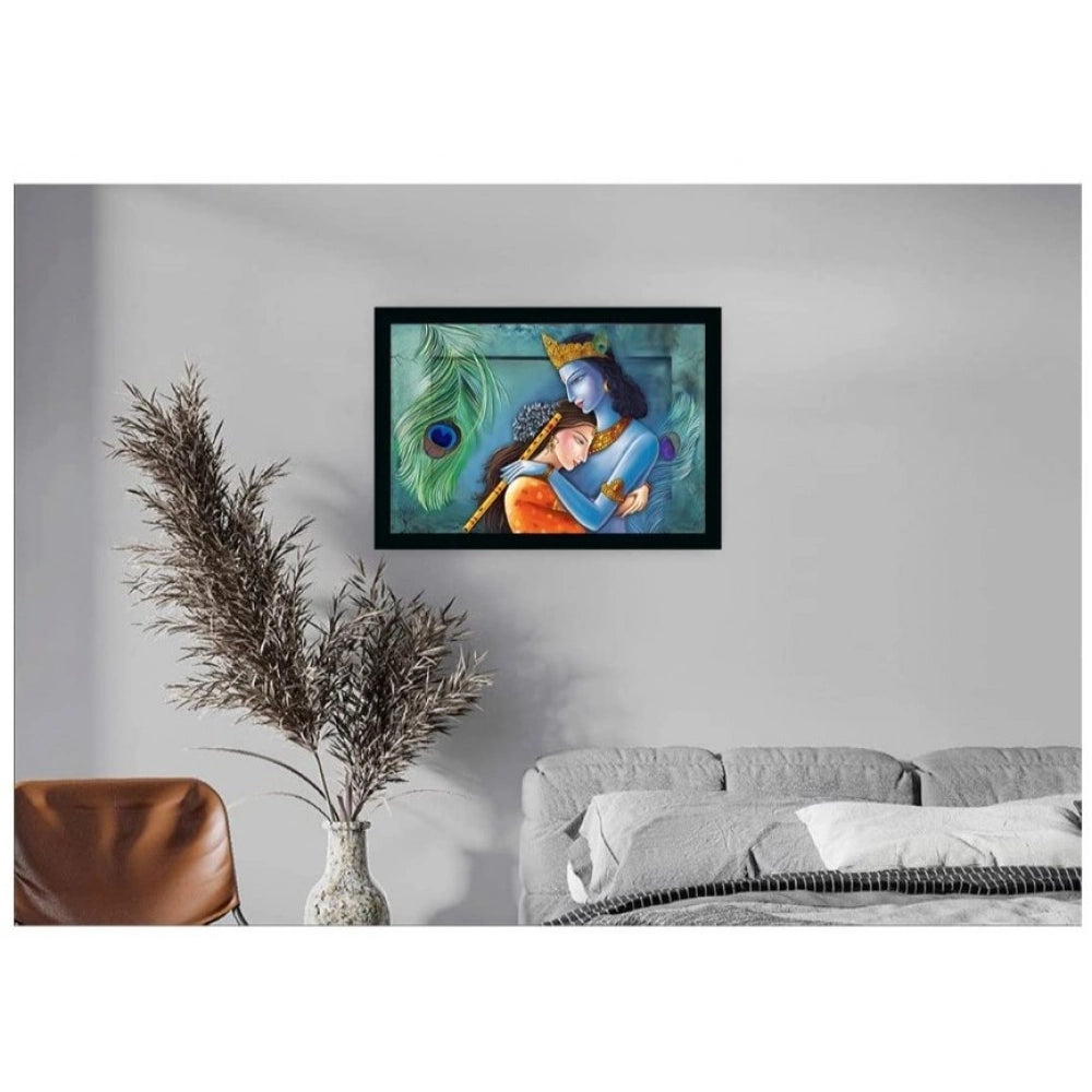 Generic Radha Krishna Painting with Synthetic Photo Frame (Multicolor)