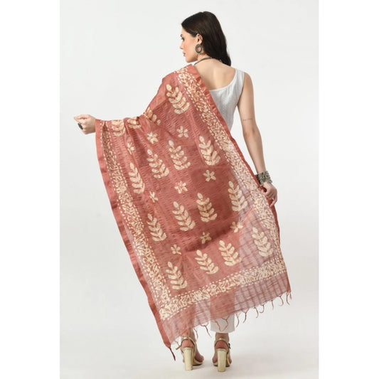 Generic Women's Cotton Printed Dupatta (Brown, Length: Free Size)