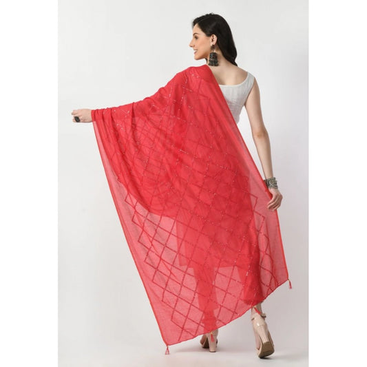 Generic Women's Chanderi Self Design Dupatta (Rani, Length: Free Size)
