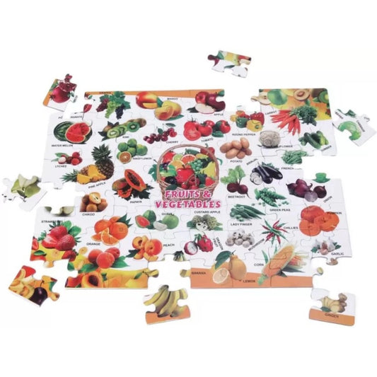 64_Pcs Set Fruits and Vegetables Puzzle | Cardboard | Educational Toys | 4+ Years