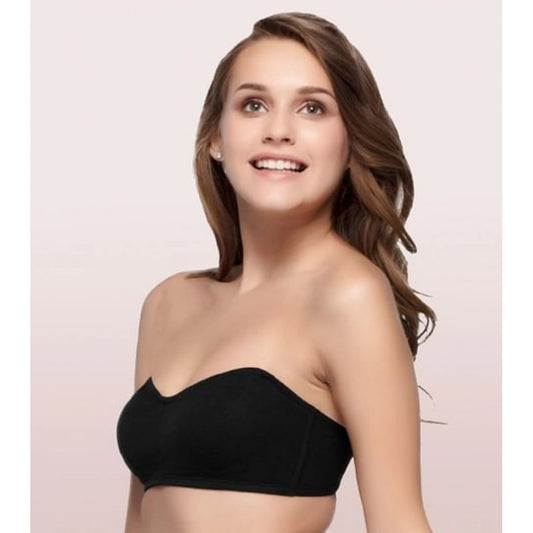 Enamor A019 Women's Cotton Strapless Bra (Black)