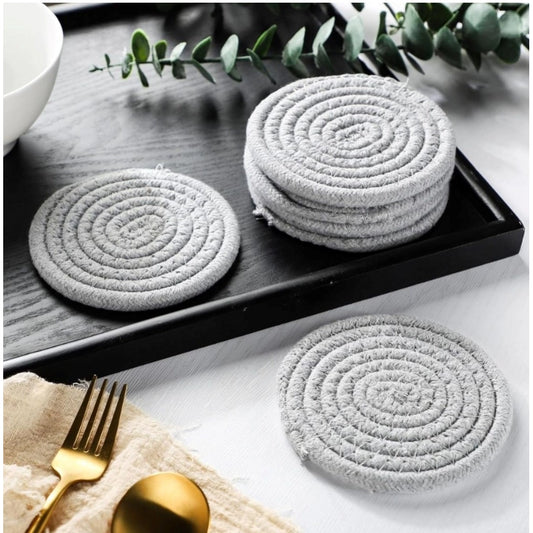 Generic Cotton Rope Drink Coasters 6 Pcs Set (Grey)