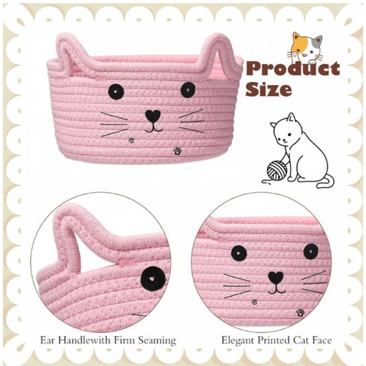 Generic Cotton Small Cat With Face Basket Pack of 1 (Pink)