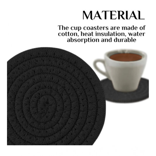 Generic Cotton Rope Drink Coasters 4 Pcs Set (Black)