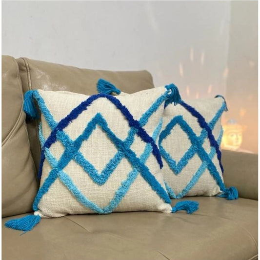 Generic Cotton Tufted Cushion Pillow Cover 16x16 Inch Pack of 2 (Slug Double)