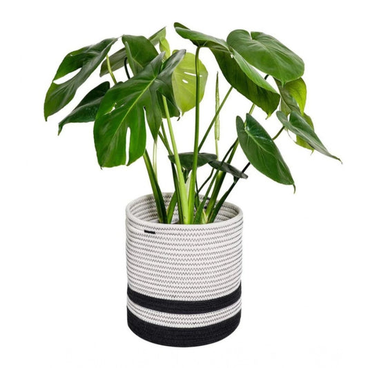 Generic Cotton Large Woven Storage Basket 10x10 Inch Pack of 1 (Black & White)