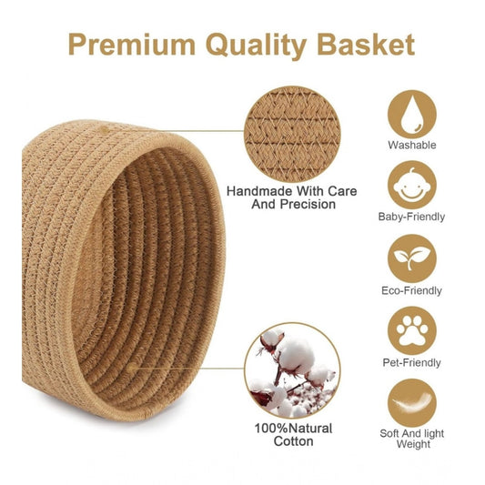 Generic Cotton Storage Rope Woven Baskets Pack of 2 (Beige)