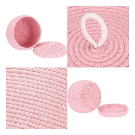 Generic Cotton Bear Shaped Storage Matka Basket With Lid Pack of 1 (Pink)