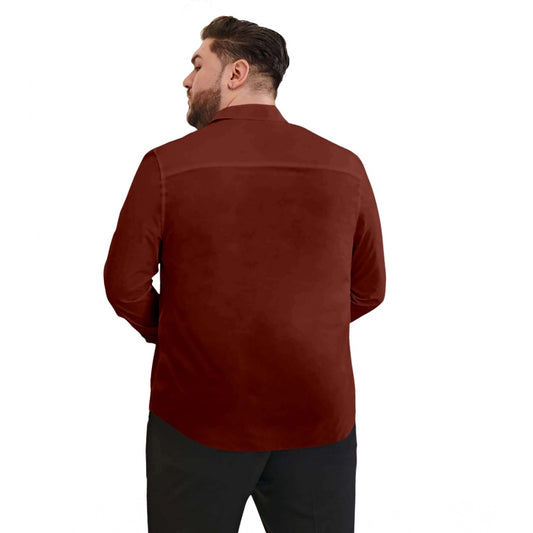 Generic Mens Casual Cotton Solid Full Sleeve Shirt (Maroon)
