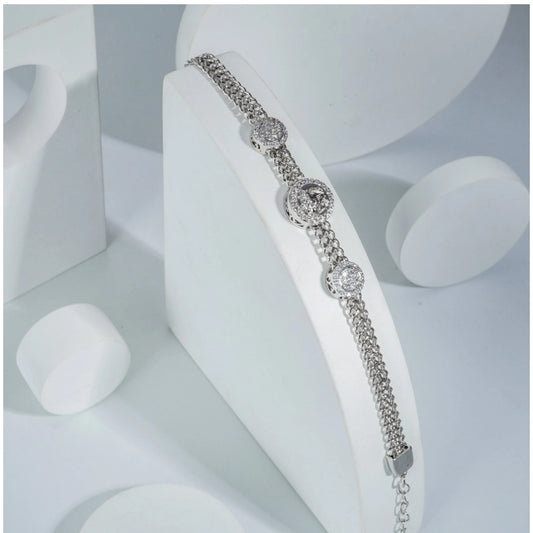 Generic Stainless Steel Unisex Silver Freesize Loose Bracelet (Silver Plated)