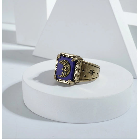 Generic Stainless Steel German polish moon design Freesize ring (Gold Plated)