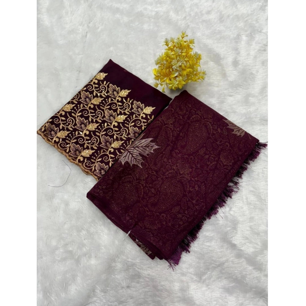 Generic Women's Georgette Printed Saree With Unstitched Blouse (Magenta, 5-5 Mtrs)