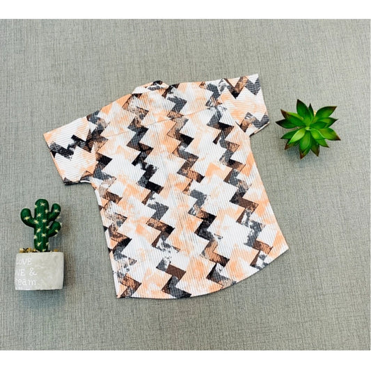 Generic Boy's Cotton Blend Printed Short Sleeve Shirt (MultiColor)