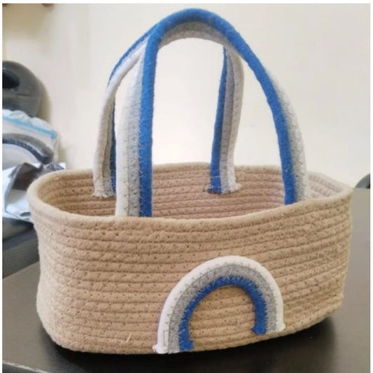 Generic Cotton Rainbow Basket Pack of 1 Storage Basket For Clothes (Multicolor)