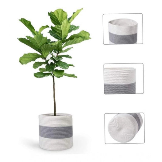 Generic Cotton Flower Basket Pack of 1 Storage Basket For Clothes (Grey)