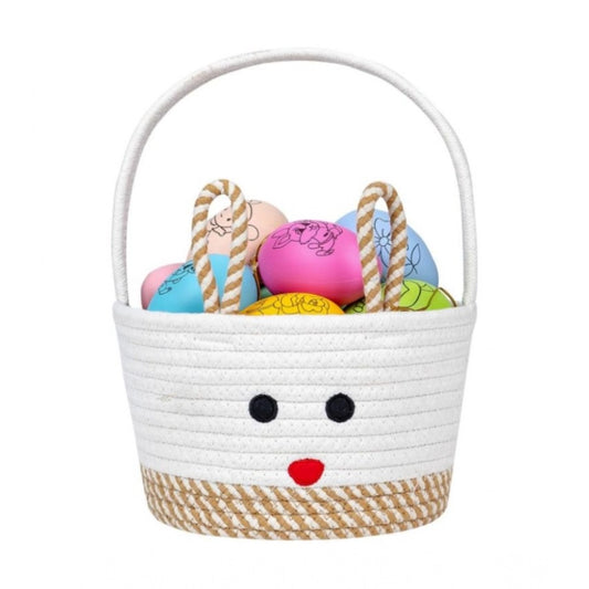 Generic Cotton Toy Bucket Pack of 1 Storage Basket For Clothes (Beige)