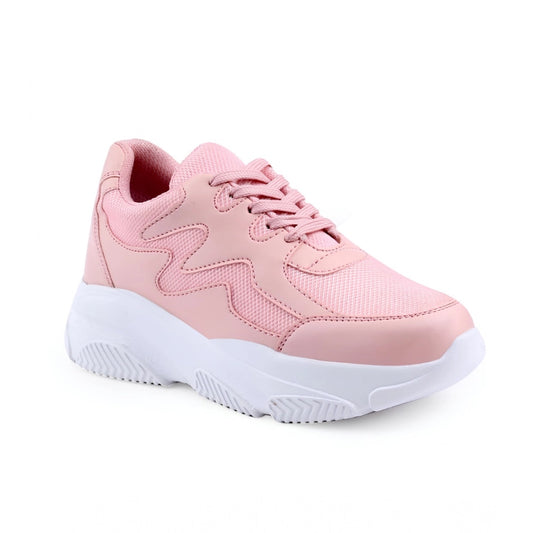 Generic Women's Casual Mesh Printed Lace-Ups Shoes (Pink)