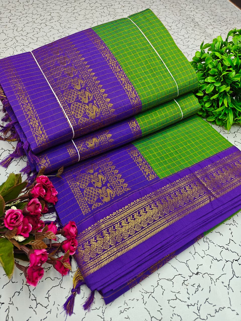 Kalyani Cotton Checked Saree BM033