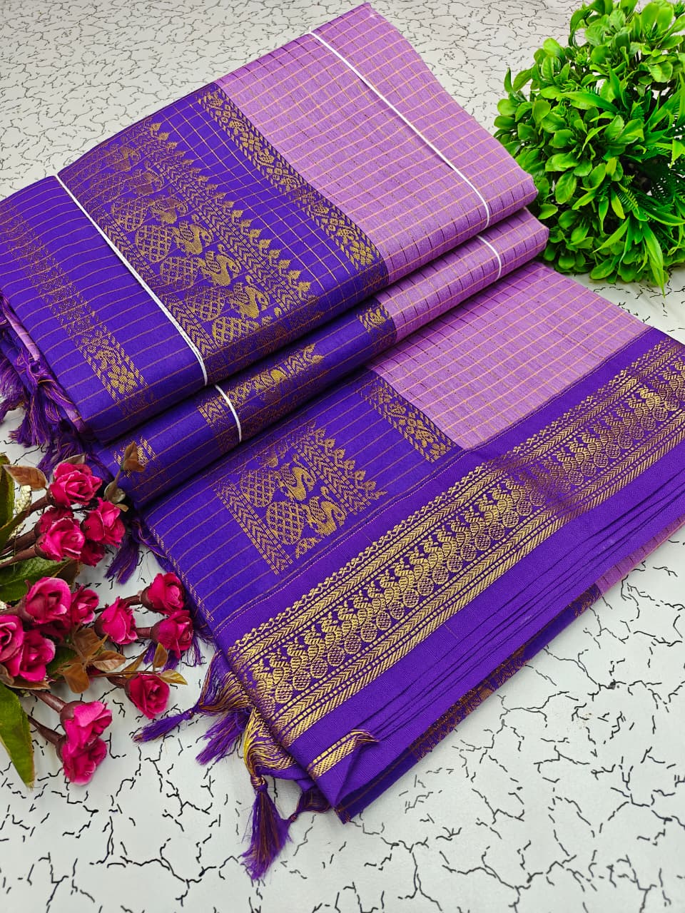 Kalyani Cotton Checked Saree BM038