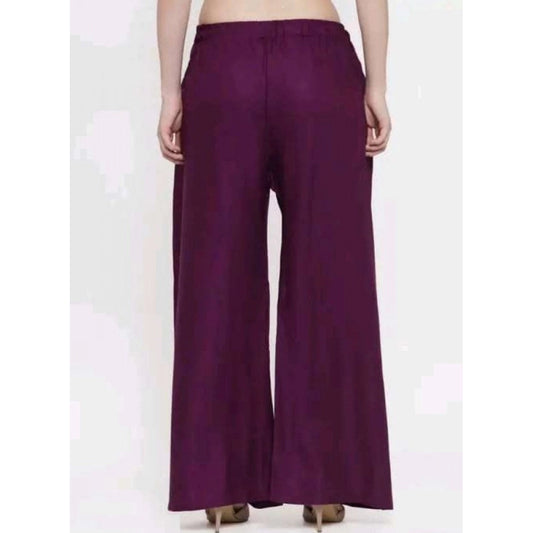 Generic Women's Casual Rayon Solid Ankle Length Palazzo (Purple, Free Size)