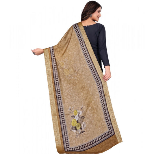 Generic Women's chanderi silk Printed Dupatta (Beige, Length: 2 Mtr)
