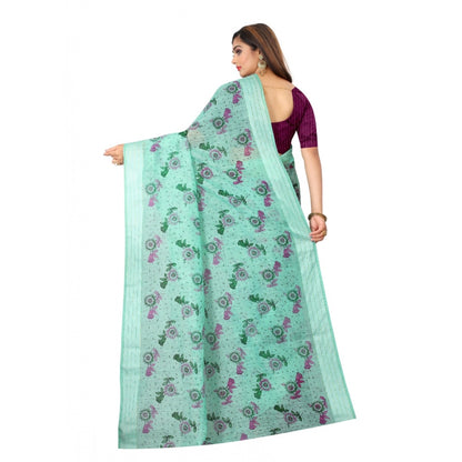 Generic Women's Cotton Saree (Cgreen,5-6Mtrs)