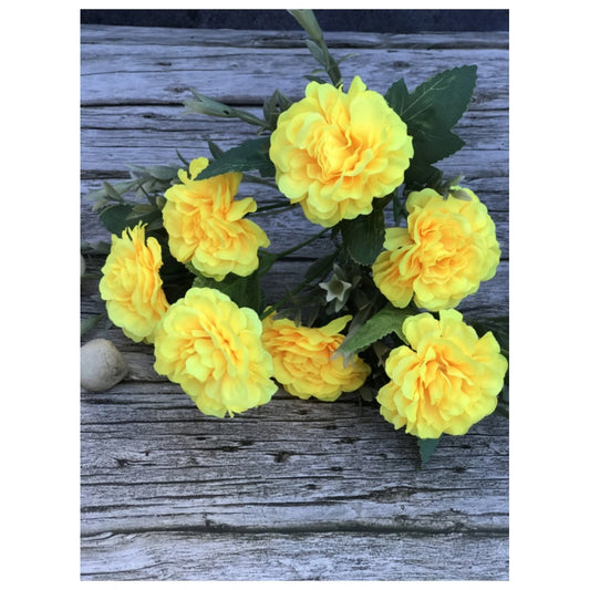 Generic Artificial Flowers Bunch Bouquet Of 5 Marigold Genda Flowers For Home Decoration (Color: Yellow, Material: Silk Polyester)
