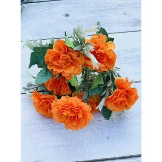 Generic Artificial Flowers Bunch Bouquet Of 5 Marigold Genda Flowers For Home Decoration (Color: Yellow, Material: Silk Polyester)