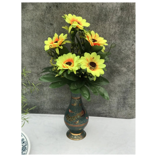 Generic Artificial Flowers Bunch Bouquet Of 5 Sunflowers For Home Decoration (Color: Yellow, Material: Silk Polyester)
