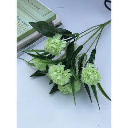 Generic Artificial Flowers Bunch Bouquet Of 6 Chrysanthemum Flowers For Home Decoration (Green, Material:Silk, Polyester)