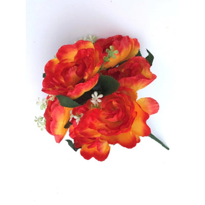 Generic Artificial Flowers Bunch Bouquet Of 7 Poppy Flowers For Home Decoration (Orange, Material:Silk, Polyester)