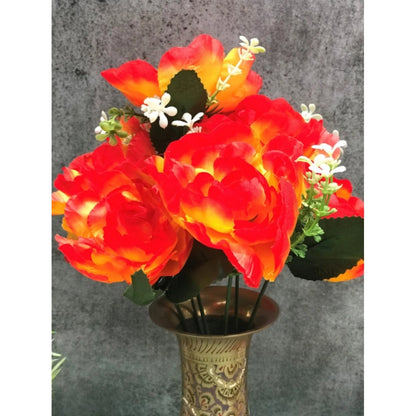 Generic Artificial Flowers Bunch Bouquet Of 7 Poppy Flowers For Home Decoration (Orange, Material:Silk, Polyester)