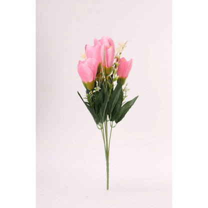 Generic Artificial Flowers Bunch Bouquet Of Daffodil Tulip Flowers For Home Decoration (Light Pink, Material:Silk, Polyester)
