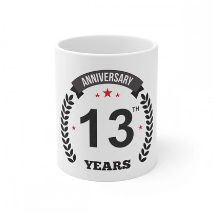Generic Ceramic 13th Anniversary Printed Coffee Mug (Color: White, Capacity:330ml)