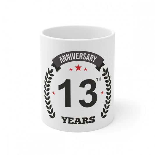 Generic Ceramic 13th Anniversary Printed Coffee Mug (Color: White, Capacity:330ml)