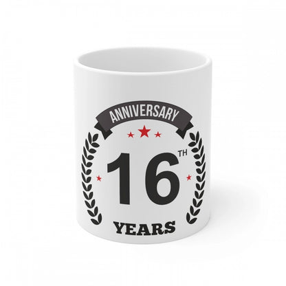 Generic Ceramic 16th Anniversary Printed Coffee Mug (Color: White, Capacity:330ml)